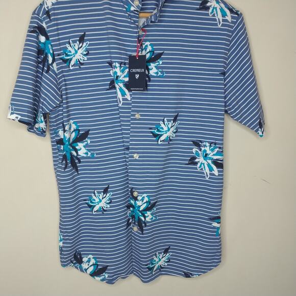 Cremieux Button Up Shirt Floral Striped Cotton Stretch - Picture 3 of 7